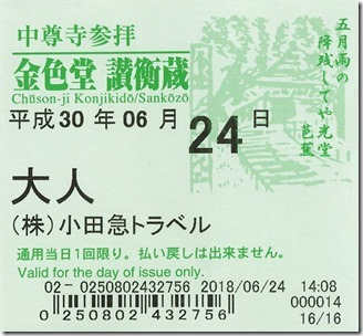 中尊寺金色堂参拝券
