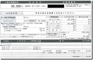 2019-11セディナカードJiyu!da!カード請求書2